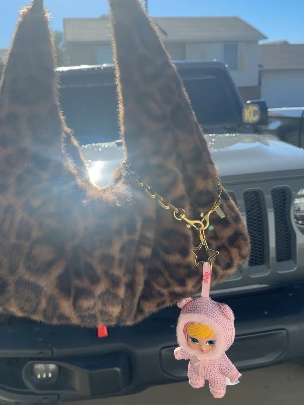 Leopard Print Faux Fur  Handbag